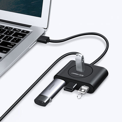 Hub USB UGREEN CR113, 4 x USB-A 3.0, 0.5m, Negru
