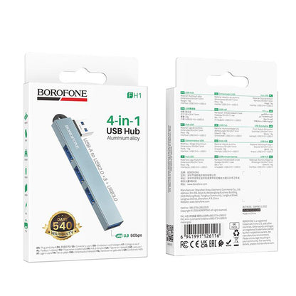 Hub USB Borofone FH1, 4in1, Gri