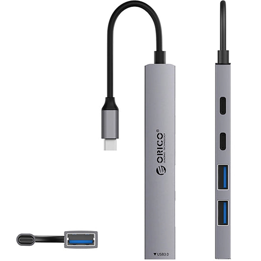 Hub USB-C Orico YSB4-U2, 1 x USB-A 3.0 - 2 x USB-A - 2 x USB-C, Gri