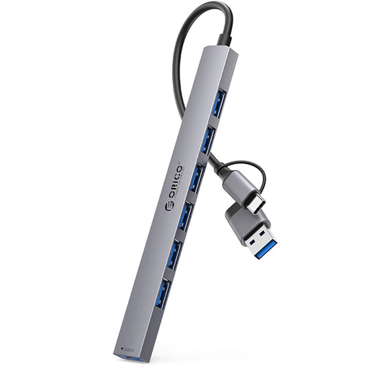 Hub USB / USB-C Orico YSA2-U3, 1 x USB-A 3.0 - 6 x USB-A, Gri