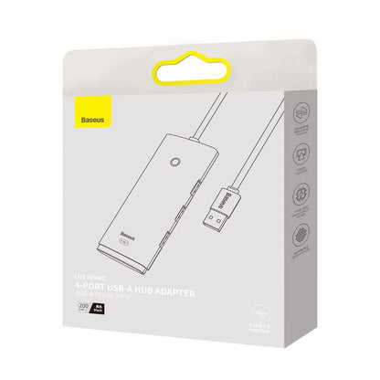 Hub USB Baseus Lite, 4 x USB-A 3.0 - 1 x USB-C, 2m, Negru WKQX030201