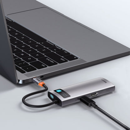 Hub USB-C Baseus Metal Gleam, 3 x USB-A 3.0 - 1 x USB-C - 1 x HDMI, Gri CAHUB-CX0G