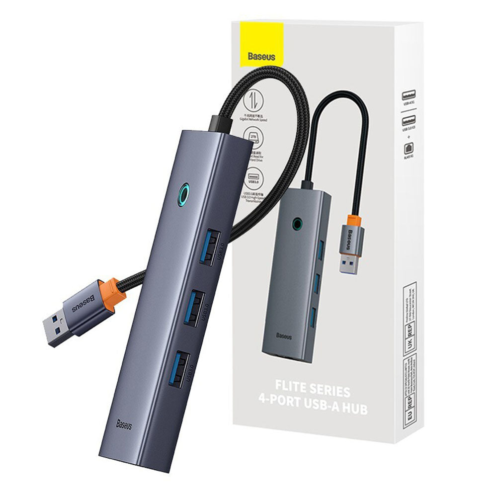 Hub USB Baseus UltraJoy, 3 x USB-A 3.0 - 1 x RJ45, Gri B0005280A813-01