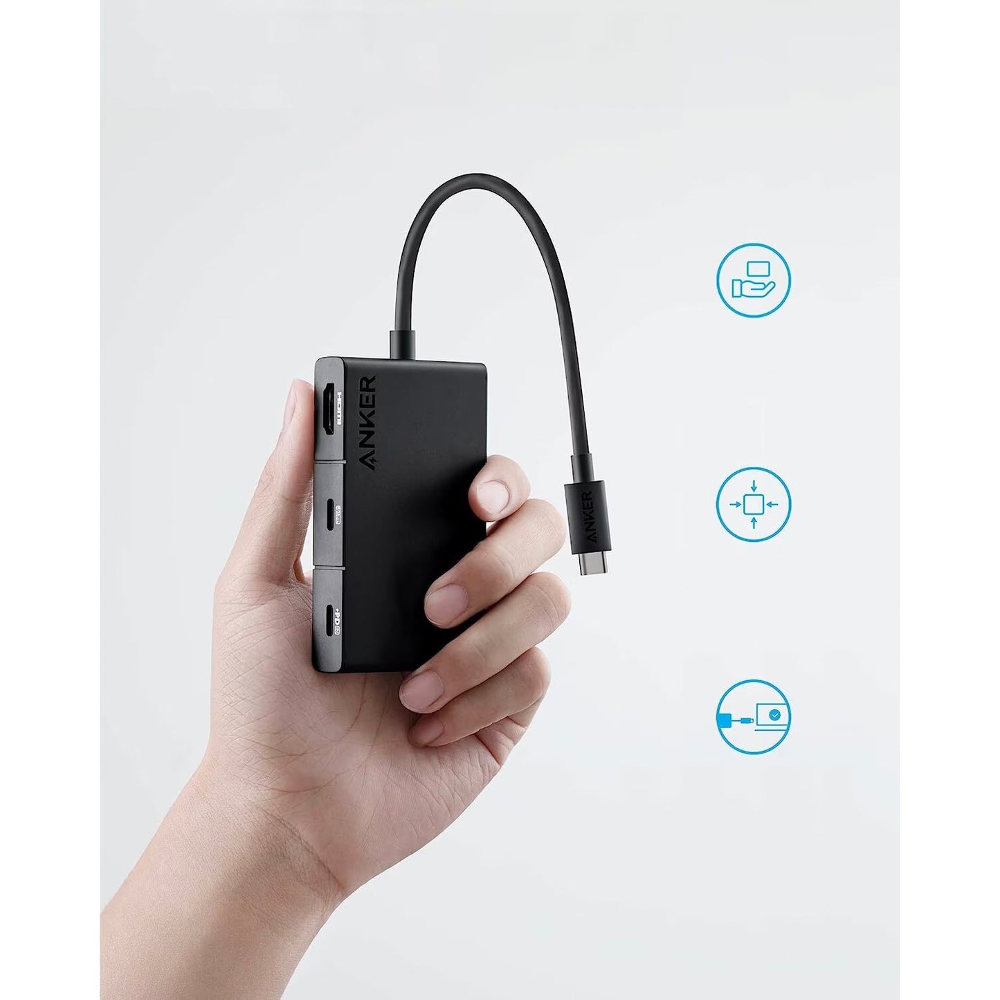 Hub USB-C Anker 332, 2 x USB-A - 2 x USB-C - 1 x HDMI, Negru A8356G11