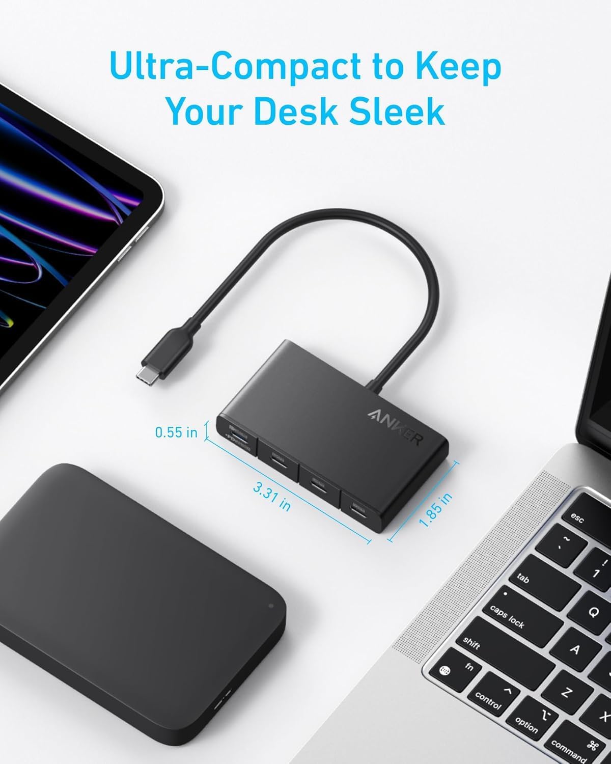 Hub USB-C Anker, 4 x USB-C, Negru A8340GA1