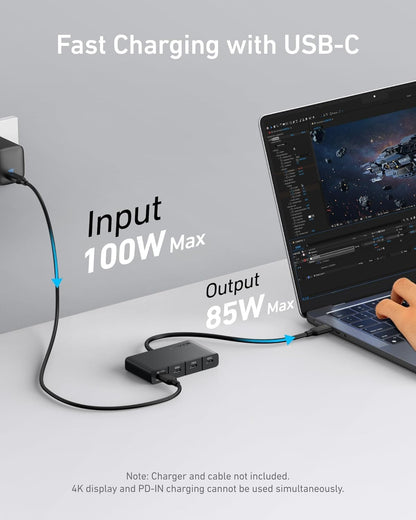 Hub USB-C Anker, 4 x USB-C, Negru A8340GA1