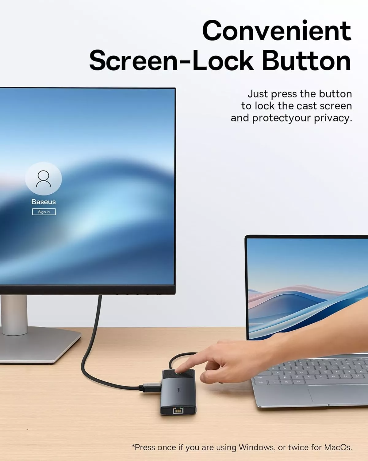 Hub USB-C Baseus Dual Display, 1 x USB-A 3.0 - 2 x USB-A - 2 x USB-C - 2 x HDMI - 1 x RJ45 - 1 x SD - 1 x microSD, Negru B00061800123-01