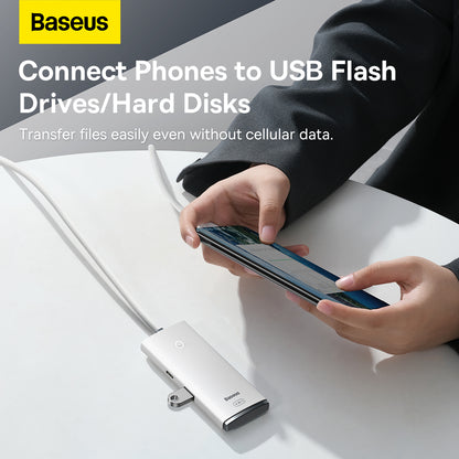 Hub USB-C Baseus Lite, 4 x USB-A 3.2, 2m, Alb