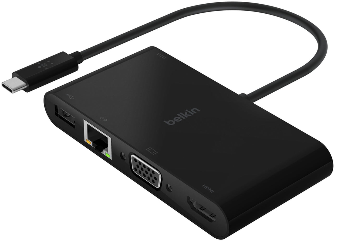 Hub USB-C Belkin Connect, 1 x USB-A 3.0 - 1 x USB-C - 1 x HDMI - 1 x VGA - 1 x RJ45, Negru AVC004btBK
