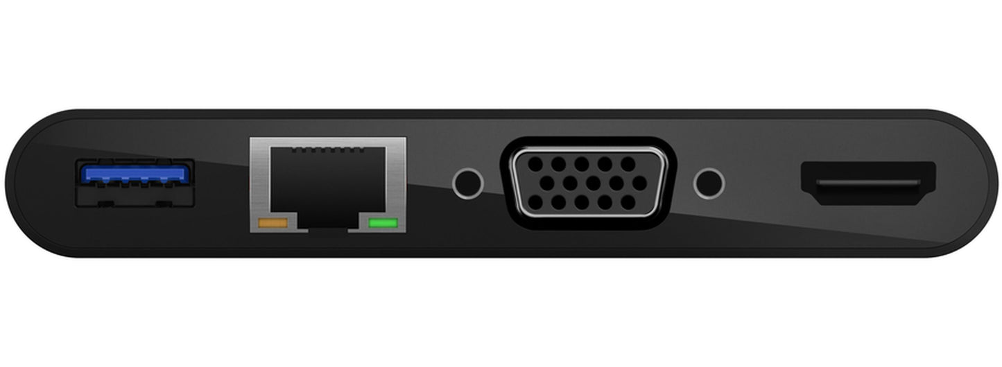 Hub USB-C Belkin Connect, 1 x USB-A 3.0 - 1 x USB-C - 1 x HDMI - 1 x VGA - 1 x RJ45, Negru AVC004btBK