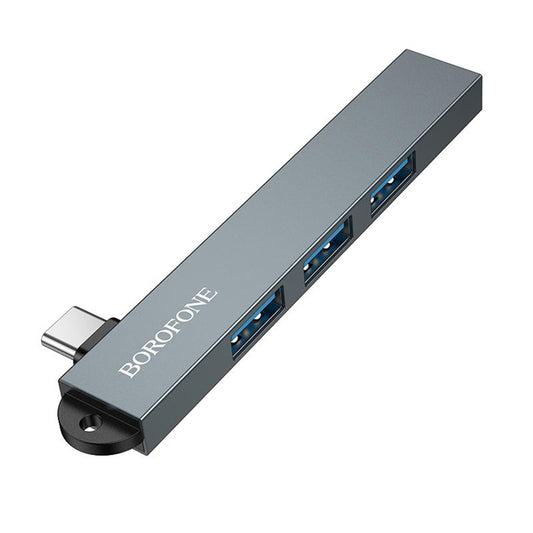 Hub USB-C Borofone FH1A, 4in1, Gri
