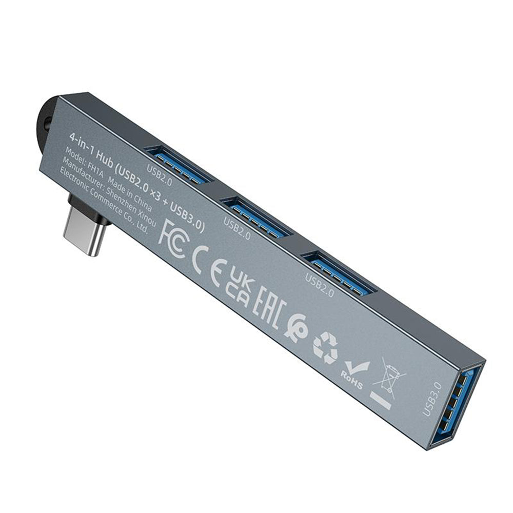 Hub USB-C Borofone FH1A, 4in1, Gri