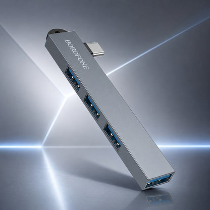 Hub USB-C Borofone FH1A, 4in1, Gri