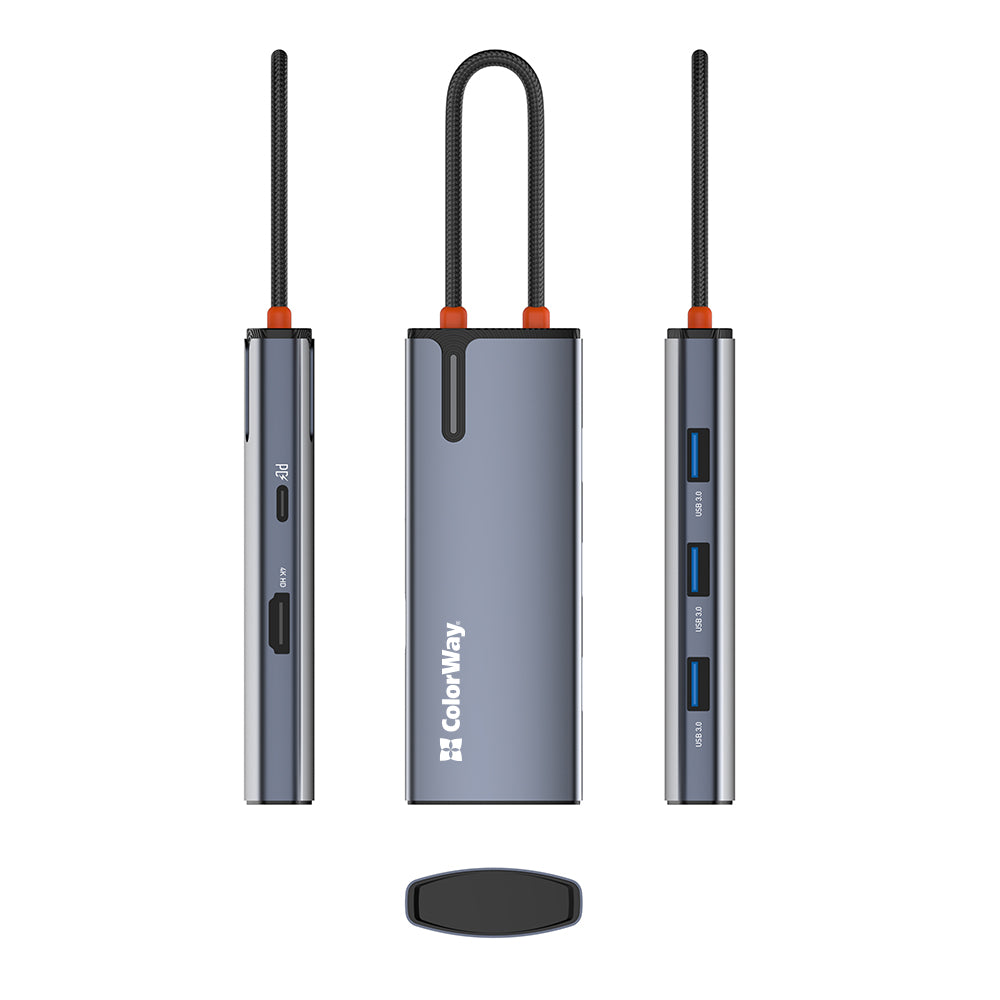 Hub USB-C ColorWay CW-HUB01, 5in1, Argintiu