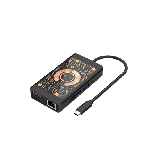 Hub USB-C cu Incarcare Wireless QI Qualo QTPB5-HUB-18, 9in1, Gri