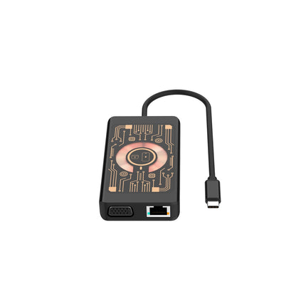 Hub USB-C cu Incarcare Wireless QI Qualo QTPB5-HUB-18, 9in1, Gri