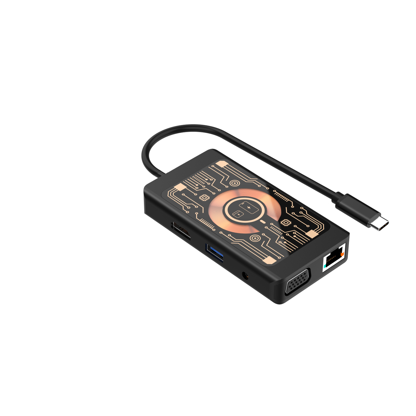 Hub USB-C cu Incarcare Wireless QI Qualo QTPB5-HUB-18, 9in1, Gri