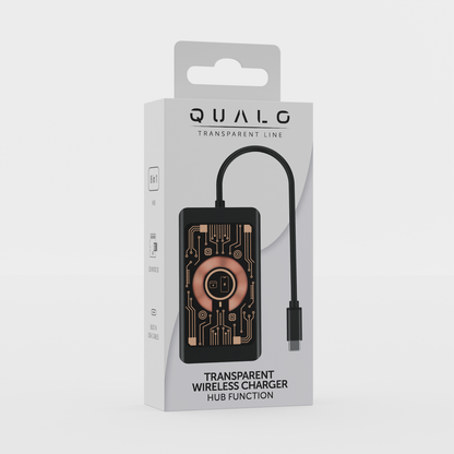 Hub USB-C cu Incarcare Wireless QI Qualo QTPB5-HUB-18, 9in1, Gri