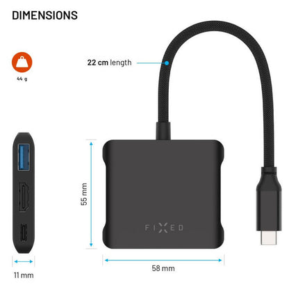 Hub USB-C Fixed Quadri, 5in1, Negru