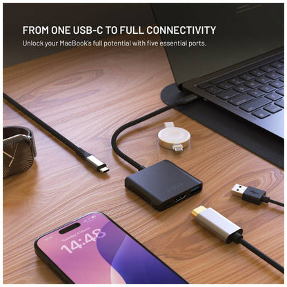Hub USB-C Fixed Quadri, 5in1, Negru