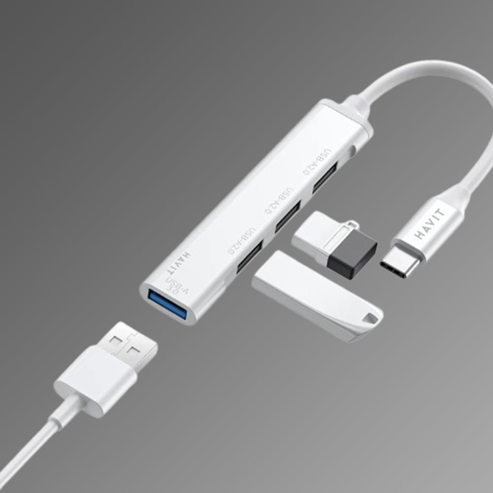 Hub USB-C HAVIT HB41, 4in1, Argintiu