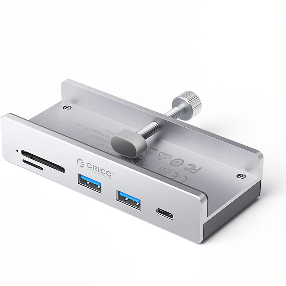 Hub USB-C Orico MH5PC Clamp, 2 x USB-A 3.2 - 1 x USB-C - 1 x SD - 1 x microSD, Argintiu