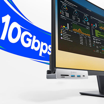 Hub USB-C Orico MH5PC Clamp, 2 x USB-A 3.2 - 1 x USB-C - 1 x SD - 1 x microSD, Argintiu