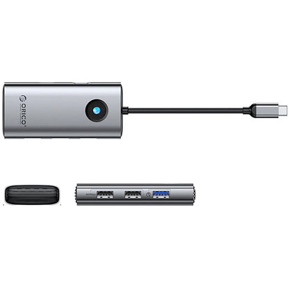 Hub USB-C Orico PW11-5P, 1 x USB-A 3.0 - 2 x USB-A - 1 x USB-C - 1 x HDMI, Gri