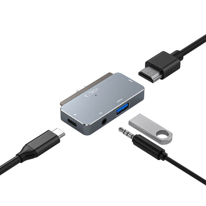 Hub USB-C Tech-Protect V6, 1 x USB-A - 1 x USB-C - 1 x HDMI - 1 x Jack 3.5mm, Gri