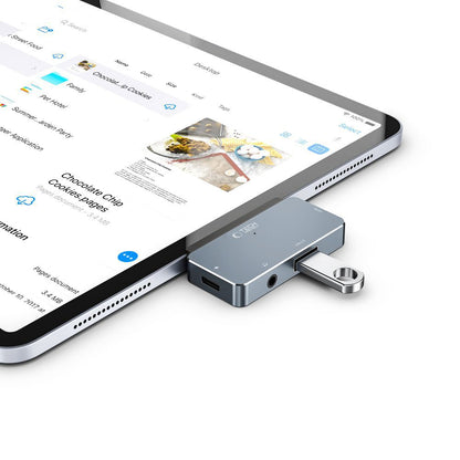 Hub USB-C Tech-Protect V6, 1 x USB-A - 1 x USB-C - 1 x HDMI - 1 x Jack 3.5mm, Gri