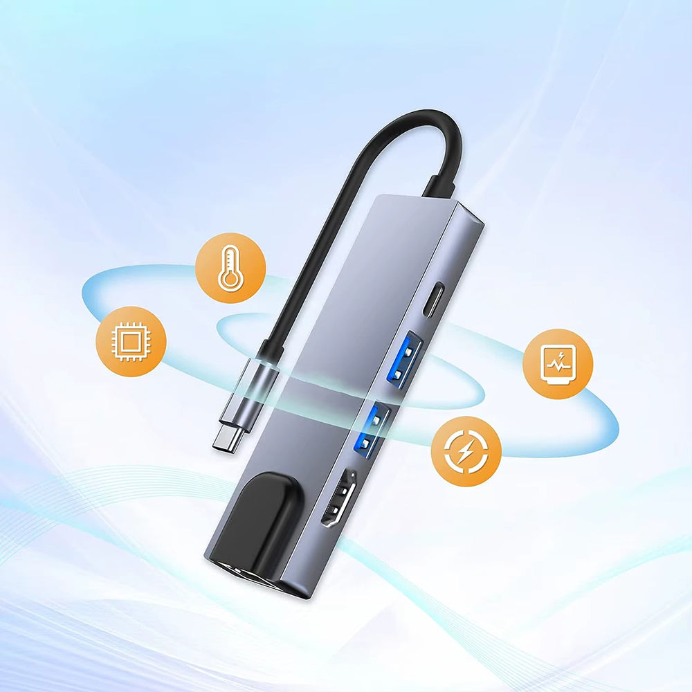 Hub USB-C Techsuit H1 NetBridge, 5in1, Gri