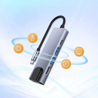 Hub USB-C Techsuit H1 NetBridge, 5in1, Gri