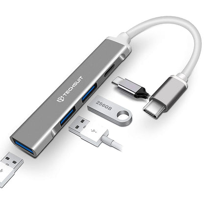 Hub USB-C Techsuit H18 PolarisBridge, 4in1, Gri Alb