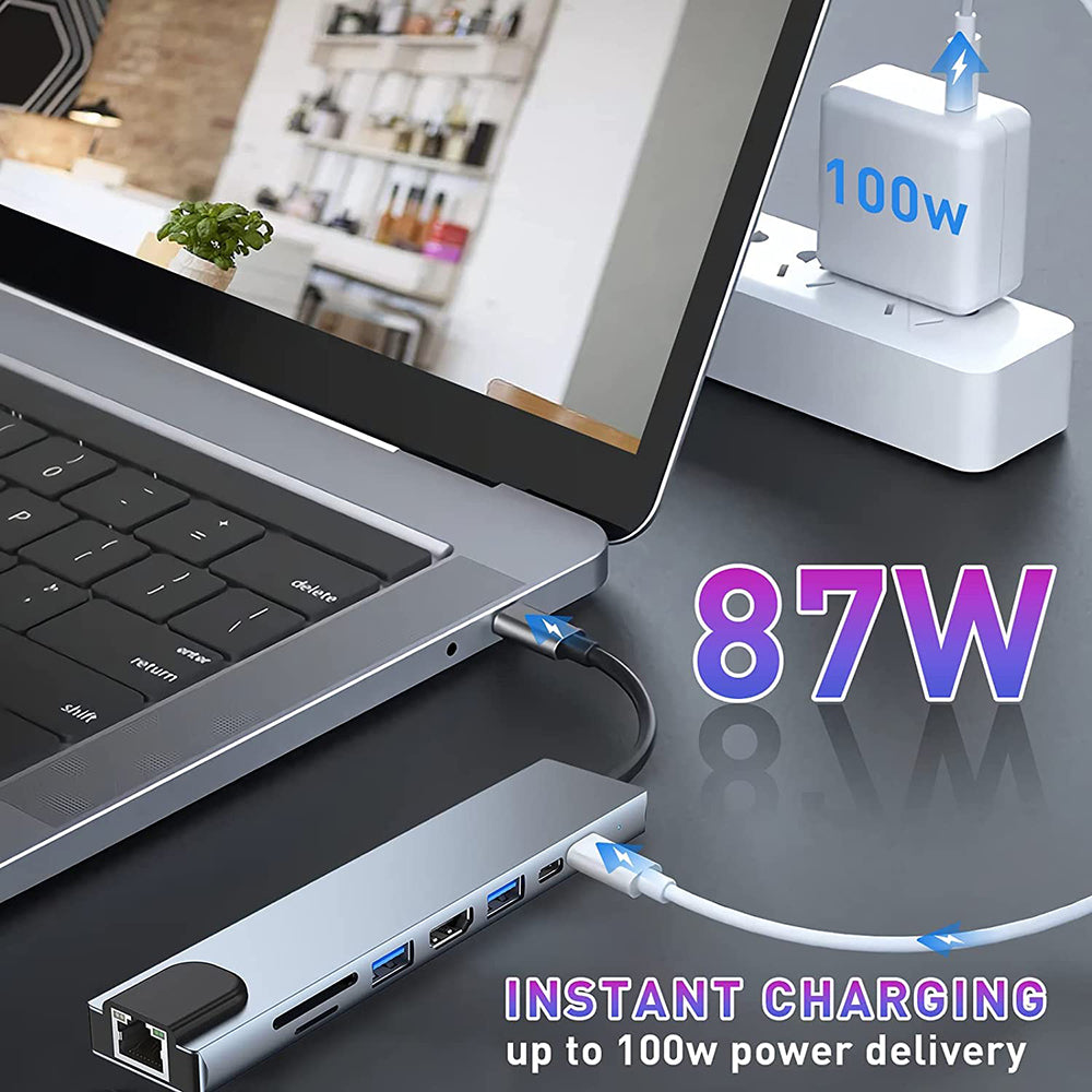 Hub USB-C Techsuit H2 NetBridge, 8in1, Gri