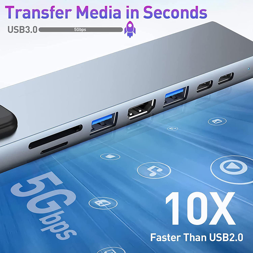 Hub USB-C Techsuit H2 NetBridge, 8in1, Gri