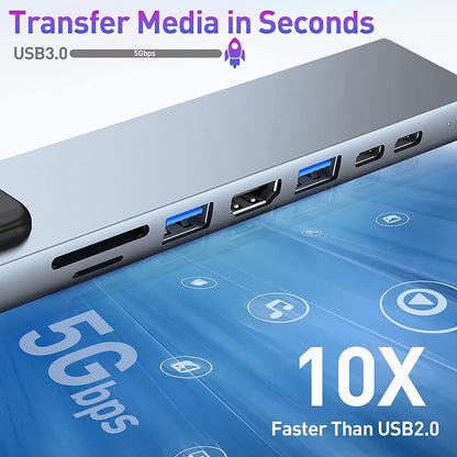 Hub USB-C Techsuit H2 NetBridge, 8in1, Gri