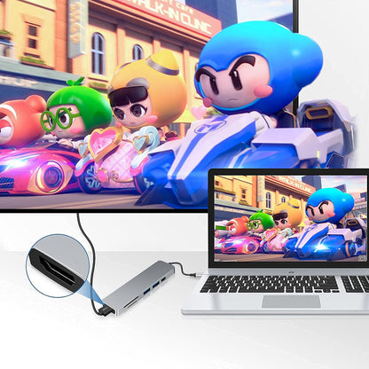 Hub USB-C Techsuit H5 TurboChargeX, 6in1, Gri