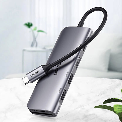 Hub USB-C UGREEN CM195 (15214), 2 x USB-A 3.0 - 1 x USB-C - 1 x HDMI - 1 x SD - 1 x microSD, Gri