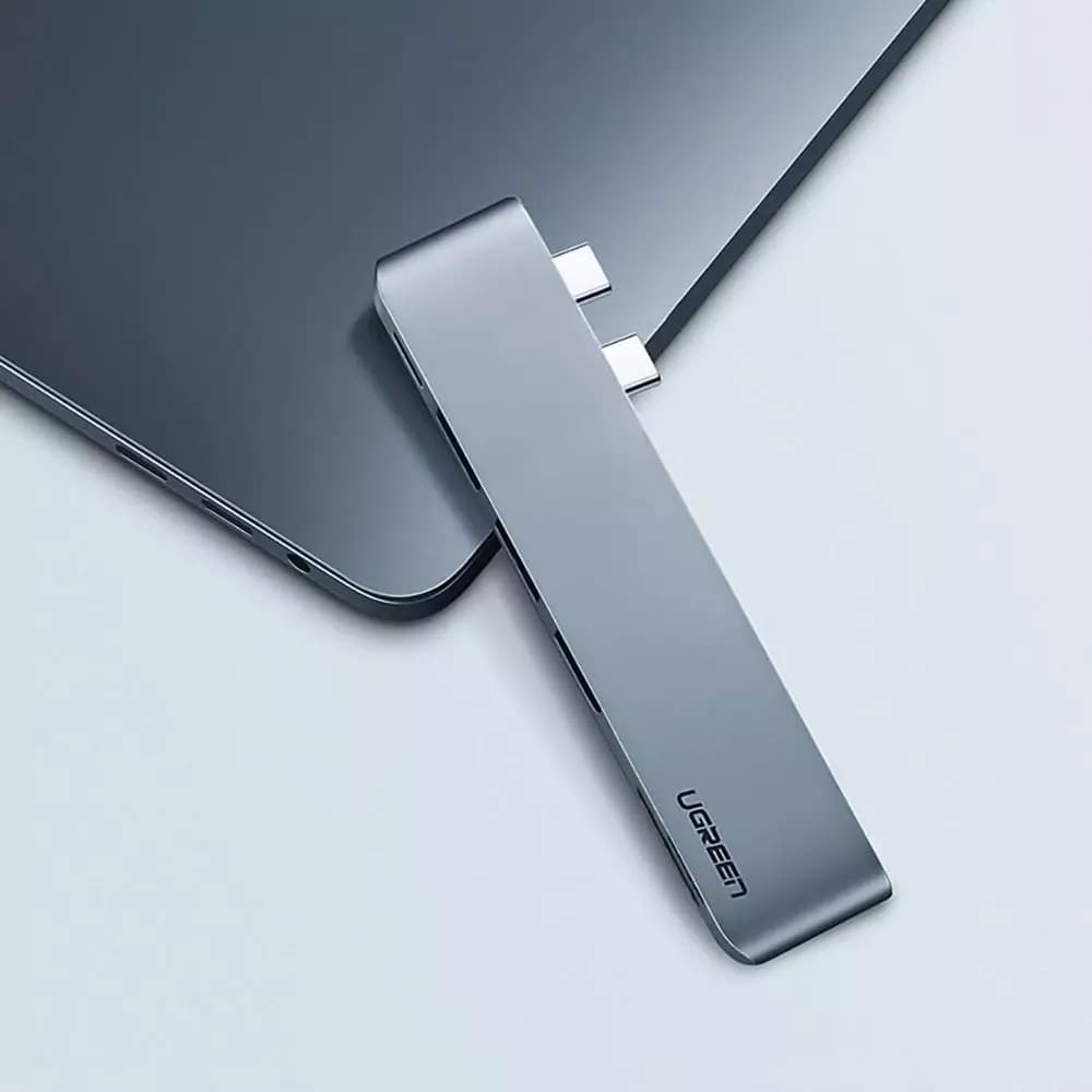 Hub USB-C UGREEN CM251 pentru Apple MacBook Pro / Air, 3 x USB-A 3.0 - 1 x USB-C - 1 x SD - 1 x microSD, Gri