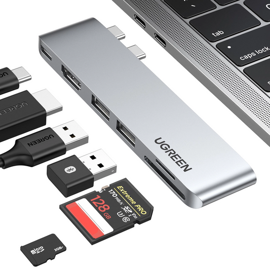 Hub USB-C UGREEN CM380 (80856)  pentru Apple MacBook Pro / Air Series, 2 x USB-A 3.0 - 1 x USB-C - 1 x HDMI - 1 x SD - 1 x microSD