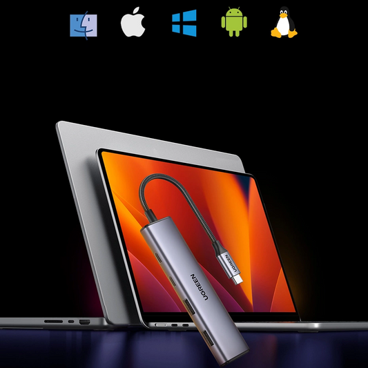 Hub USB-C UGREEN CM473, 2 x USB-A 3.0 - 2 x USB-C, 0.20cm, Gri