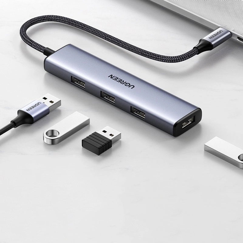 Hub USB-C UGREEN CM473, 4 x USB-A 3.0, 0.20m, Gri