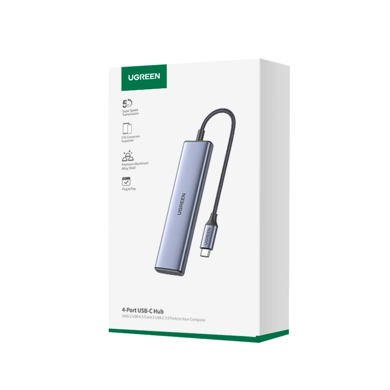 Hub USB-C UGREEN CM473, 2 x USB-A 3.0 - 2 x USB-C, 0.20cm, Gri