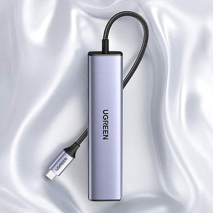Hub USB-C UGREEN CM475, 3 x USB-A 3.0 - 1 x RJ45, Gri
