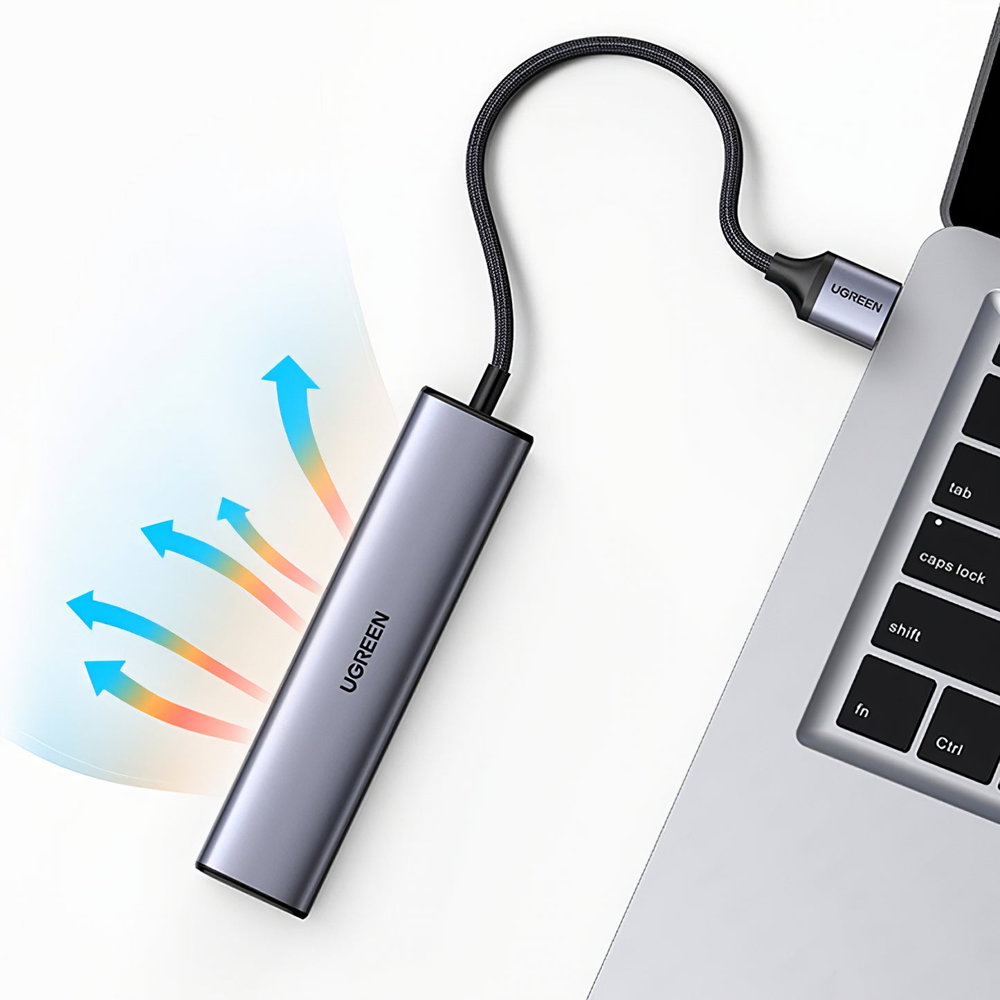 Hub USB-C UGREEN CM475, 3 x USB-A 3.0 - 1 x RJ45, Gri