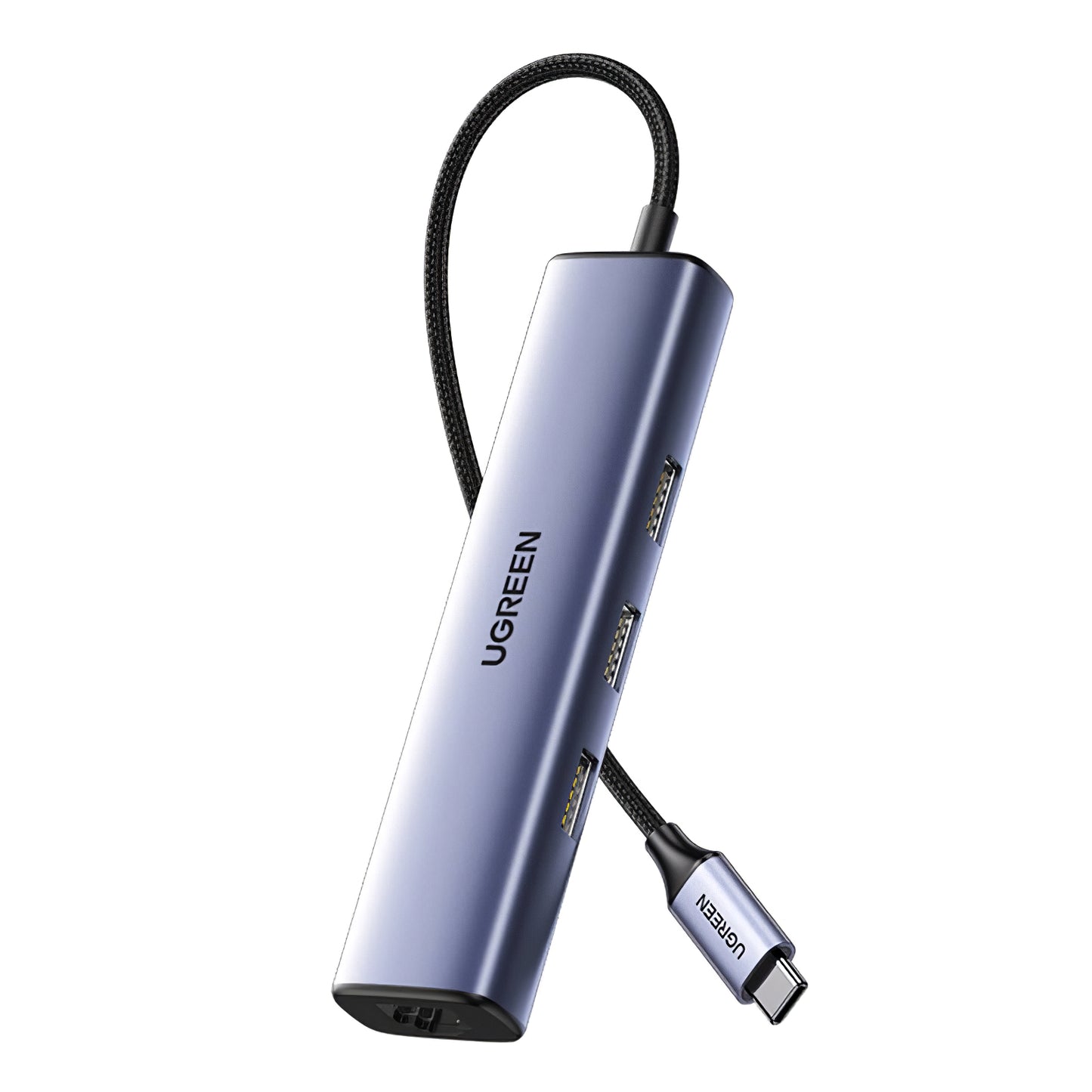 Hub USB-C UGREEN CM475, 3 x USB-A 3.0 - 1 x RJ45, Gri