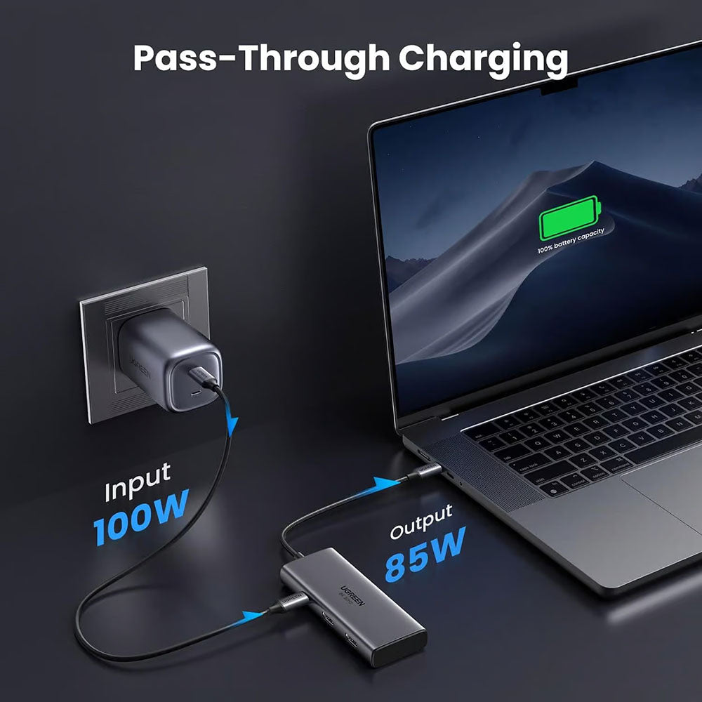 Hub USB-C UGREEN CM498 (15852), 2 x USB-A 3.0 - 2 x USB-C - 2 x HDMI, Gri