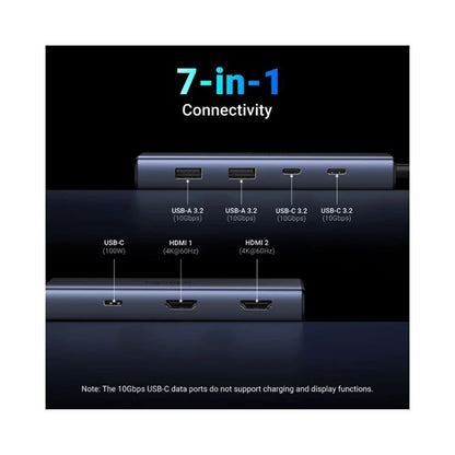 Hub USB-C UGREEN CM498 (45379), 2 x USB-A 3.2 - 3 x USB-C - 2 x HDMI, Gri