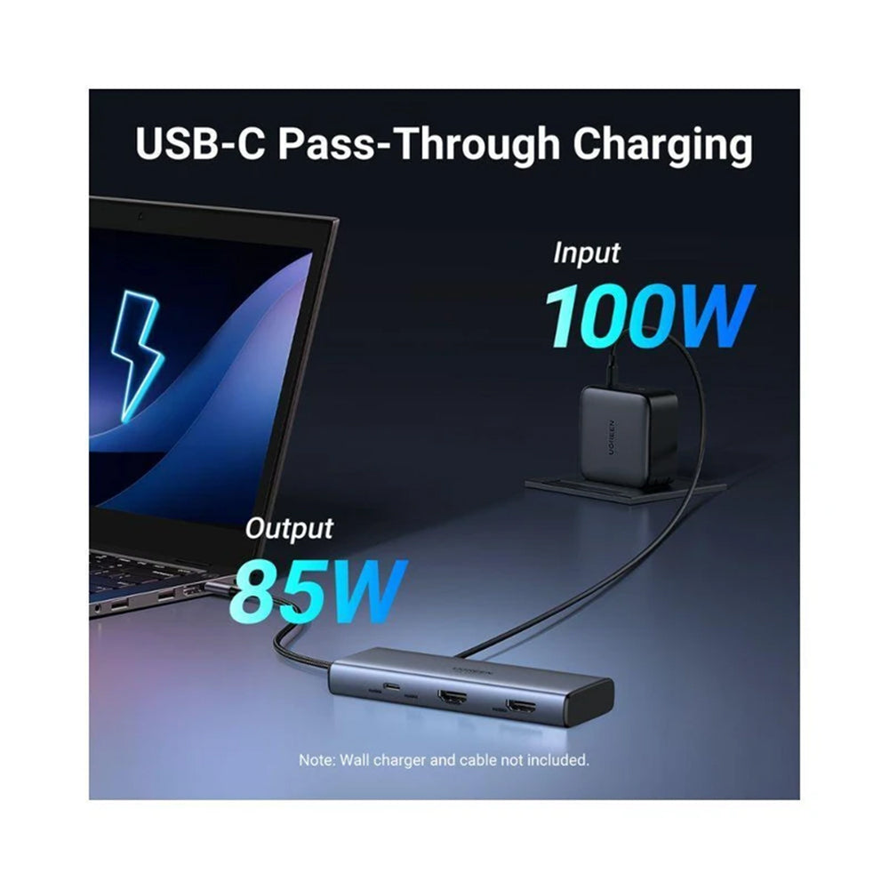 Hub USB-C UGREEN CM498 (45379), 2 x USB-A 3.2 - 3 x USB-C - 2 x HDMI, Gri