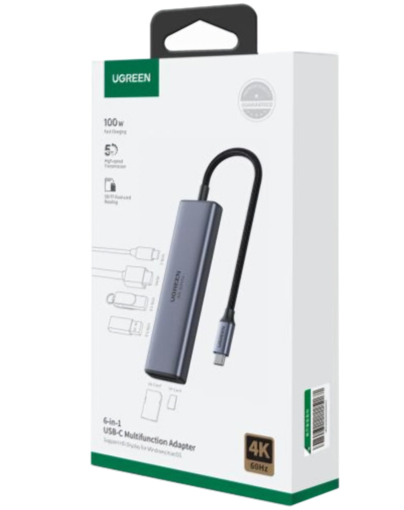 Hub USB-C UGREEN CM511 (60384), 2 x USB-A 3.0 - 1 x USB-C - 1 x HDMI - 1 x SD - 1 x microSD, Gri